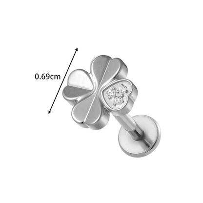 G23/F136 Titanium Fox, Wine Glass, Clover, Fish Internally Threaded Labret & Cartilage Piercing Jewelry