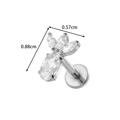G23/F136 Titanium Zircon-Set Cherry, Dragonfly, Cherry Blossom, Bat, Leaf Internal Thread Lip & Cartilage Piercing Jewelry