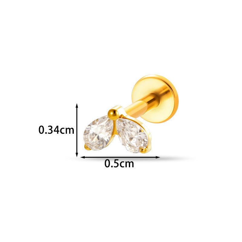 Implant Grade ASTM F136 Titanium Classic CZ Flat Back Labret Stud | Internal Thread Ear & Lip Piercing Jewelry