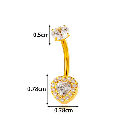 Titanium CZ Heart Navel Ring – G23/F136 Belly Button Piercing