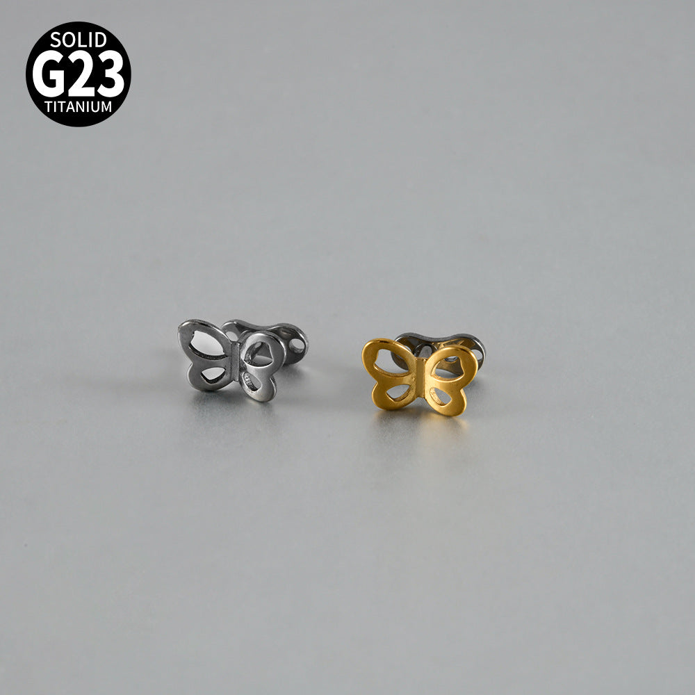 ASTM F136 Titanium Hollow Butterfly Dermal Anchor – Internally Threaded Surface Piercing Jewelry
