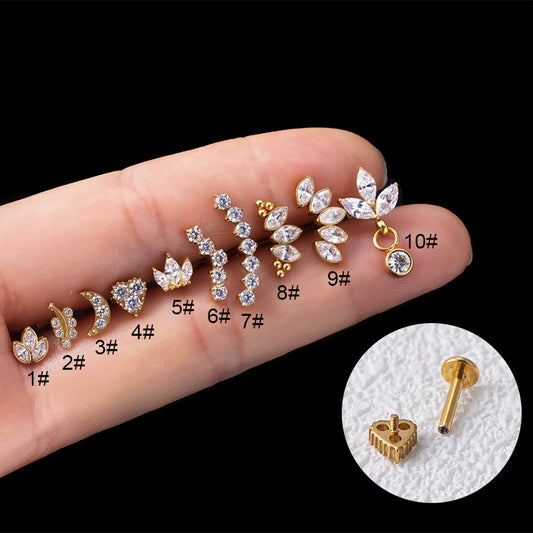 Titanium Curved Helix Barbell with Zircon – Hypoallergenic Piercing Jewelry