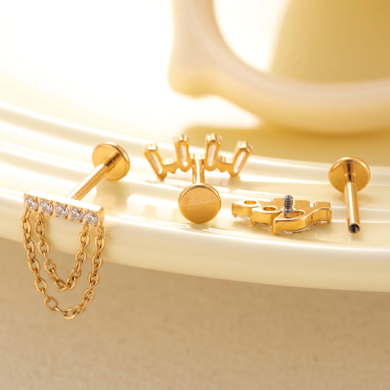 G23/F136 Titanium Zircon Luxury Ear Cartilage & Lip Piercing Jewelry