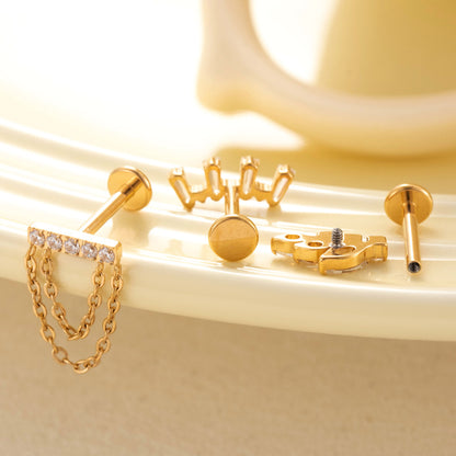 G23/F136 Titanium Zircon Luxury Ear Cartilage & Lip Piercing Jewelry