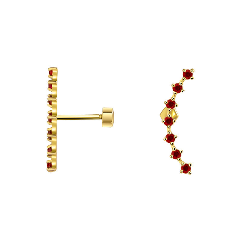 14K Solid Gold Ruby Piercing Stud – Single Helix/Cartilage Earring for Women