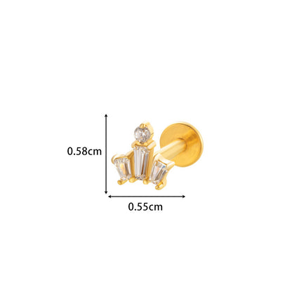 Implant Grade ASTM F136 Titanium Micro CZ Flat Back Stud | Internal Thread Cartilage & Lip Piercing Jewelry