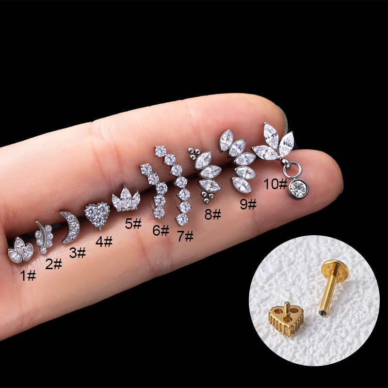Titanium Curved Helix Barbell with Zircon – Hypoallergenic Piercing Jewelry