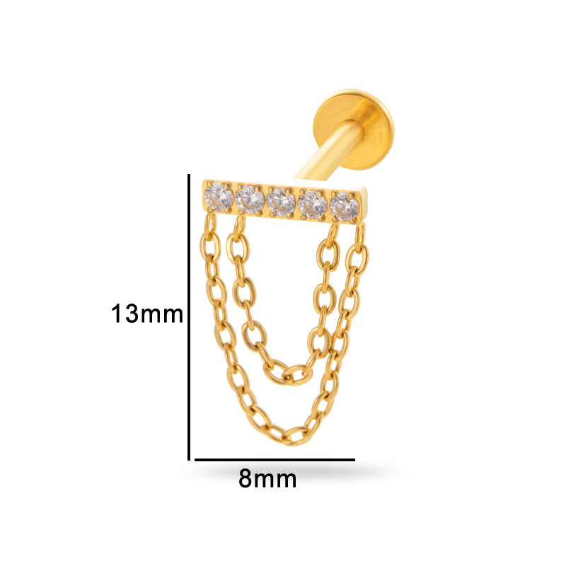 G23/F136 Titanium Zircon Luxury Ear Cartilage & Lip Piercing Jewelry