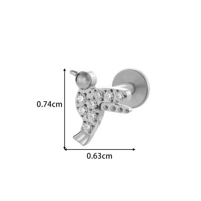 Titanium Threaded Piercing Stud – Hypoallergenic Flat Back Earring with Sparkling Zircon