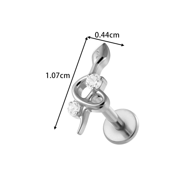G23/F136 Titanium Fox, Wine Glass, Clover, Fish Internally Threaded Labret & Cartilage Piercing Jewelry