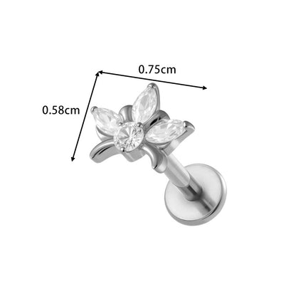 G23/F136 Titanium Fox, Wine Glass, Clover, Fish Internally Threaded Labret & Cartilage Piercing Jewelry