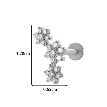 Titanium Threaded Piercing Stud – Hypoallergenic Flat Back Earring with Sparkling Zircon