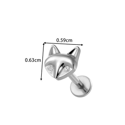 G23/F136 Titanium Fox, Wine Glass, Clover, Fish Internally Threaded Labret & Cartilage Piercing Jewelry