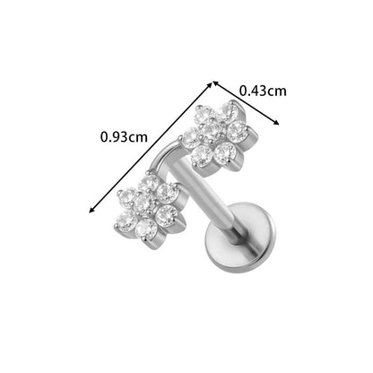 G23/F136 Titanium Zircon-Set Cherry, Dragonfly, Cherry Blossom, Bat, Leaf Internal Thread Lip & Cartilage Piercing Jewelry