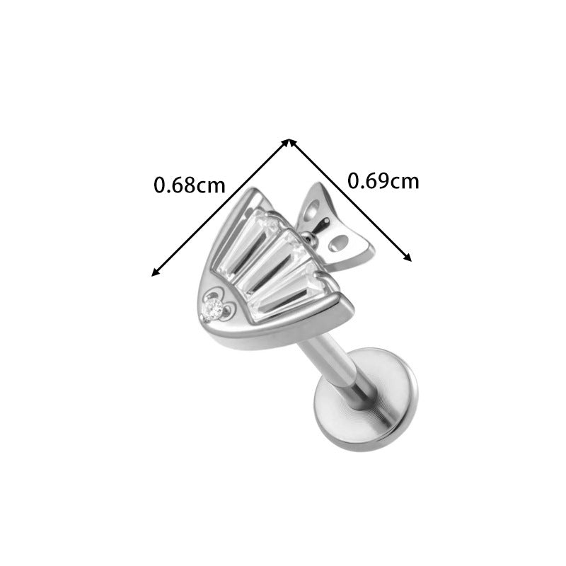 G23/F136 Titanium Fox, Wine Glass, Clover, Fish Internally Threaded Labret & Cartilage Piercing Jewelry