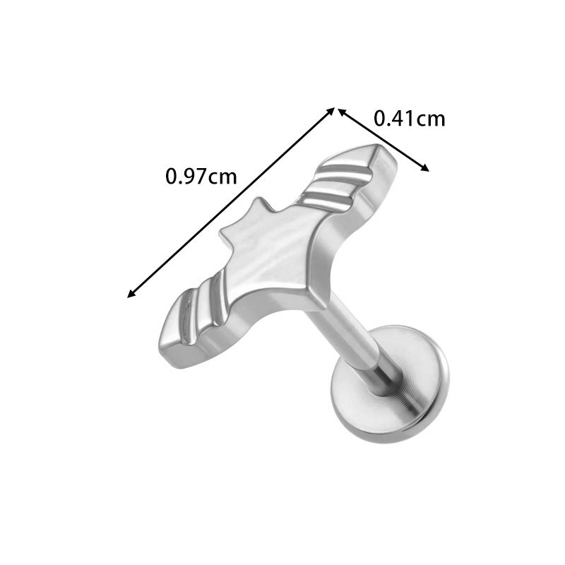 G23/F136 Titanium Zircon-Set Cherry, Dragonfly, Cherry Blossom, Bat, Leaf Internal Thread Lip & Cartilage Piercing Jewelry