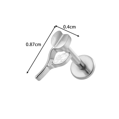 G23/F136 Titanium Zircon-Set Cherry, Dragonfly, Cherry Blossom, Bat, Leaf Internal Thread Lip & Cartilage Piercing Jewelry