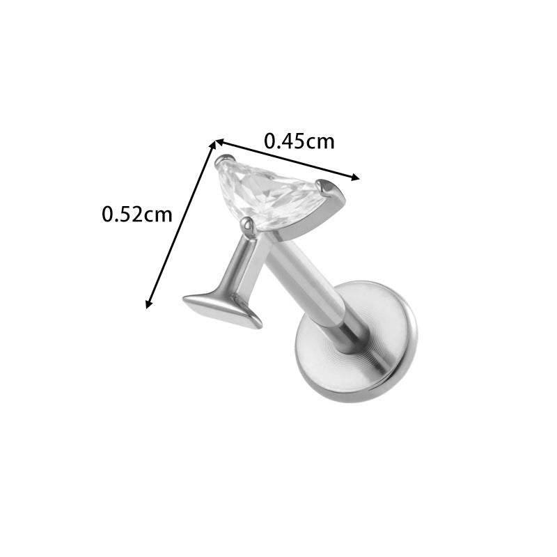 G23/F136 Titanium Fox, Wine Glass, Clover, Fish Internally Threaded Labret & Cartilage Piercing Jewelry