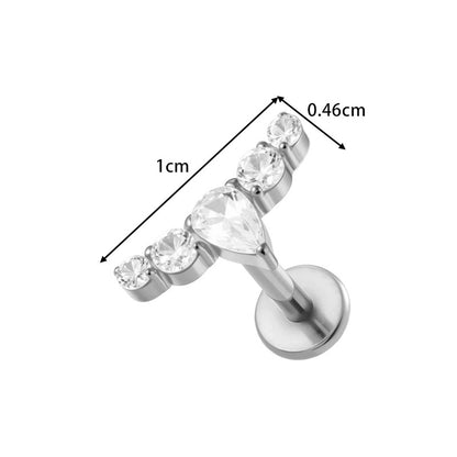G23/F136 Titanium Zircon-Set Cherry, Dragonfly, Cherry Blossom, Bat, Leaf Internal Thread Lip & Cartilage Piercing Jewelry