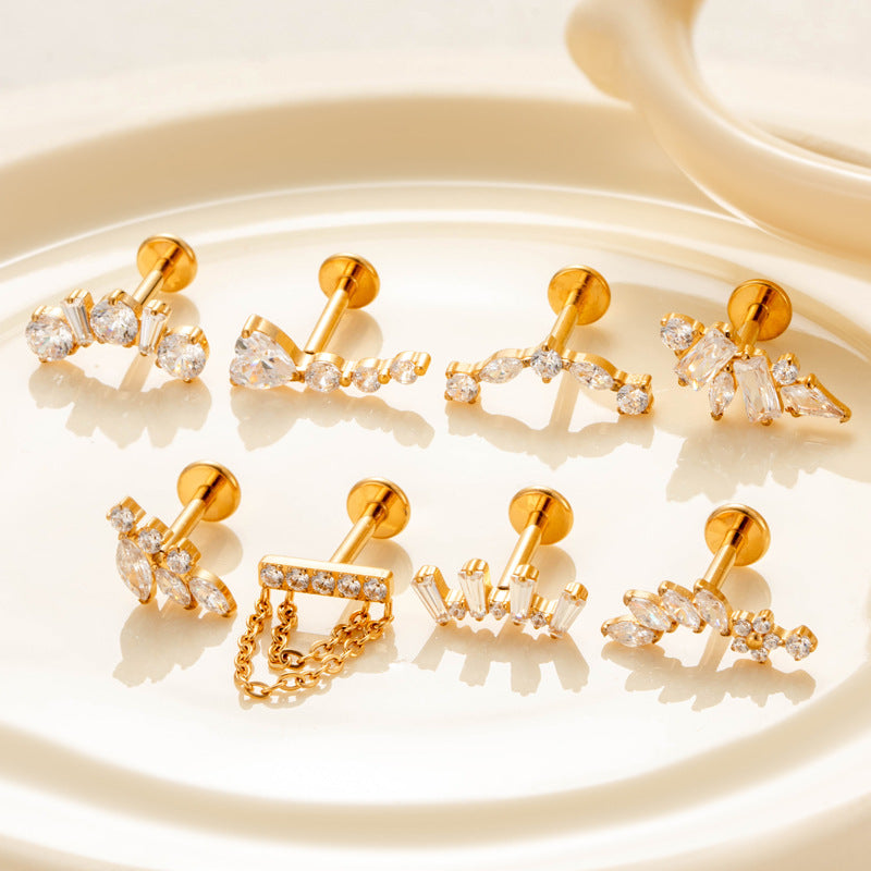 G23/F136 Titanium Zircon Luxury Ear Cartilage & Lip Piercing Jewelry