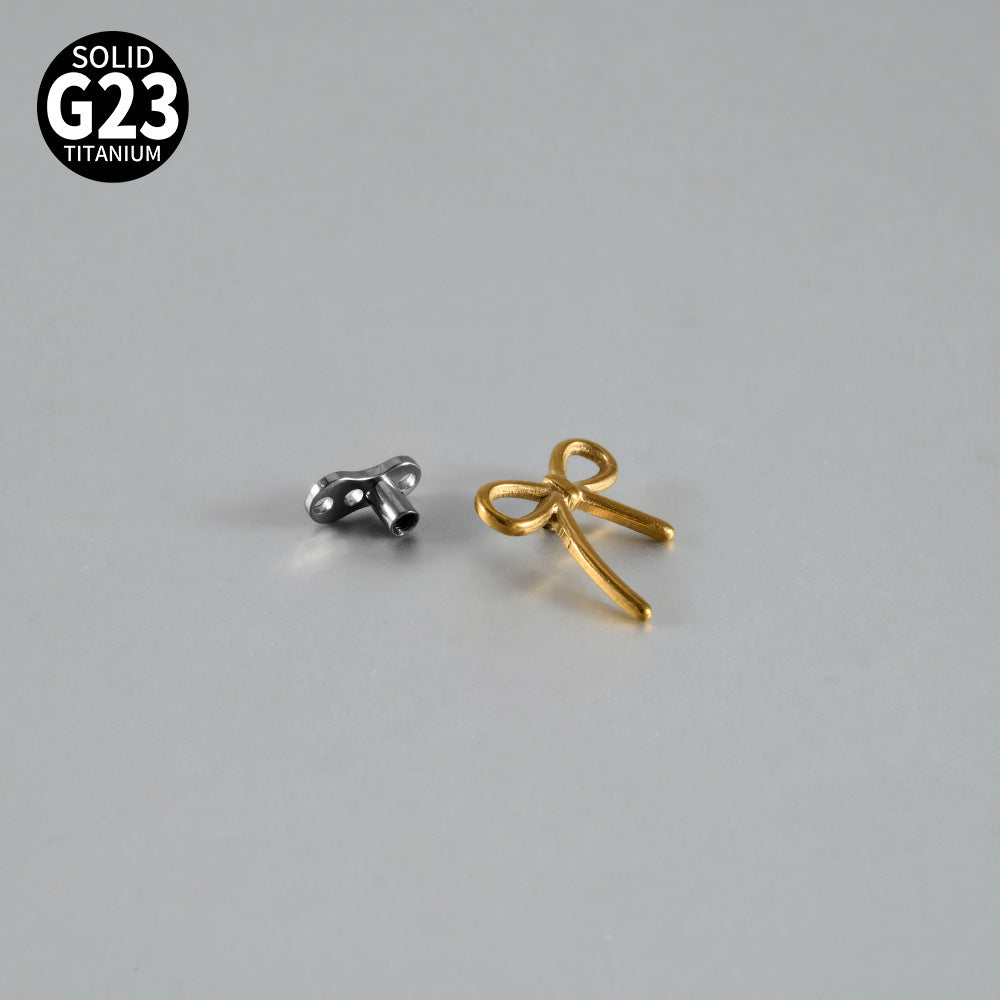 ASTM F136 Titanium Bow Dermal Anchor – Minimal Sweet Collarbone Skin Implant Jewelry