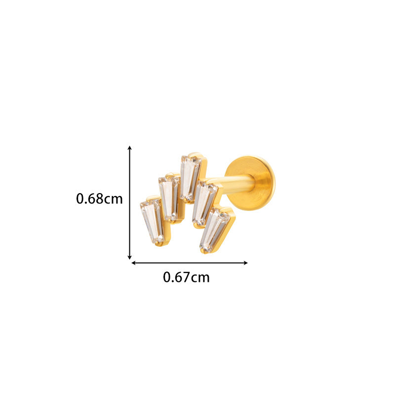 Implant Grade ASTM F136 Titanium Micro CZ Flat Back Stud | Internal Thread Cartilage & Lip Piercing Jewelry