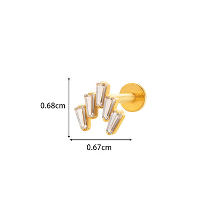 Implant Grade ASTM F136 Titanium Micro CZ Flat Back Stud | Internal Thread Cartilage & Lip Piercing Jewelry