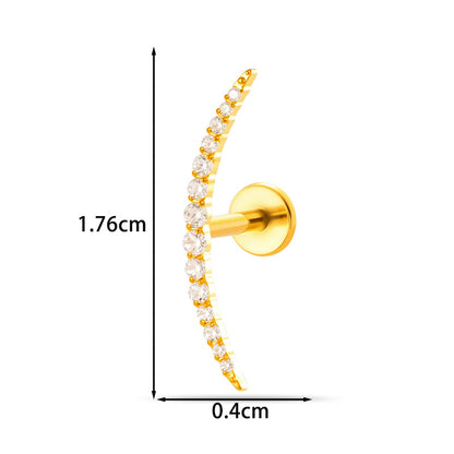 Implant Grade G23 Titanium Cartilage Stud Geometric CZ | Internal Thread 16G Helix Tragus Flat Back Earring
