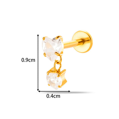 Implant Grade ASTM F136 Titanium Threadless Push Pin Zircon Geometric Flat Back Stud | Helix Cartilage Tragus Lip Piercing Jewelry