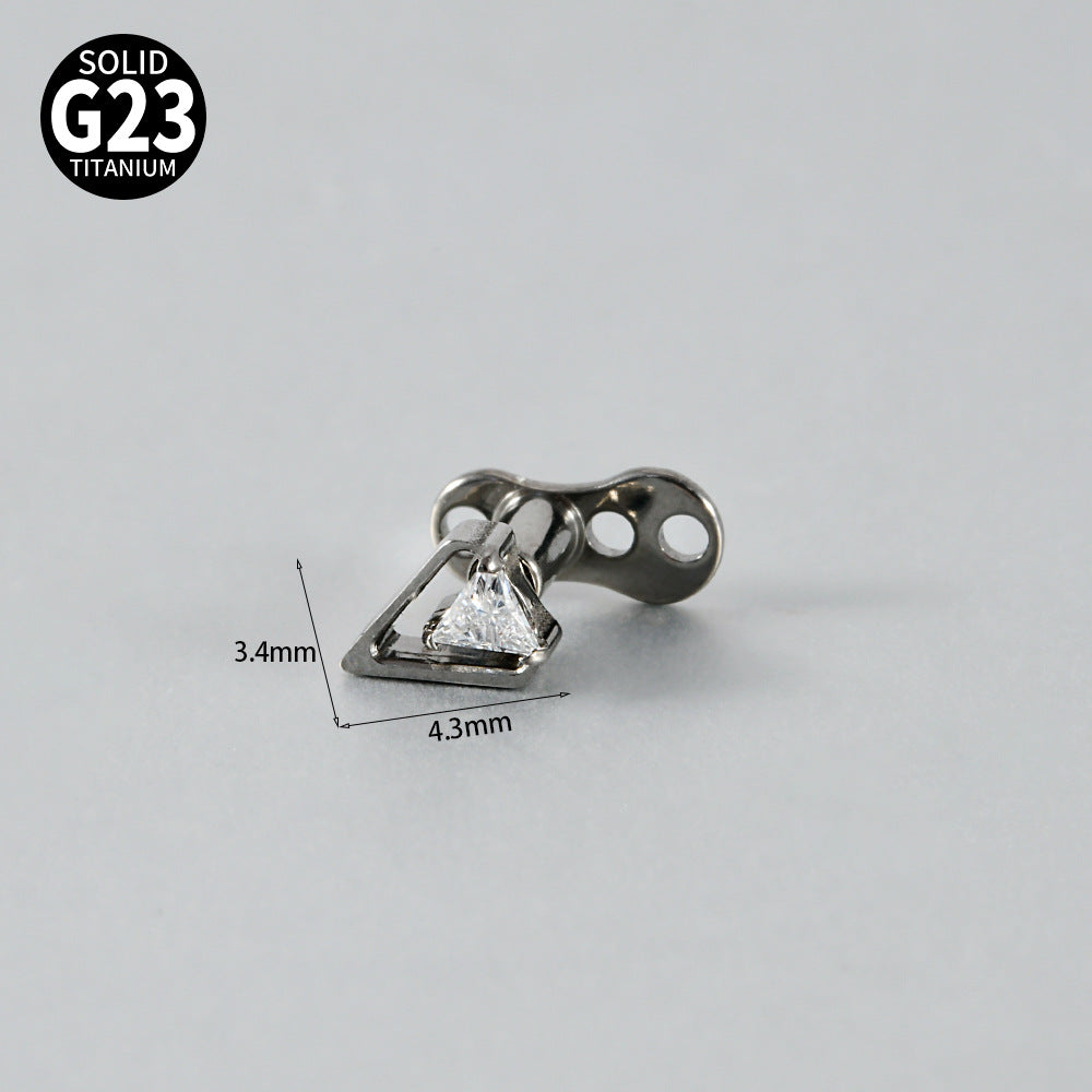 ASTM F136 Titanium Triangle Frame CZ Microdermal Anchor – Elegant Skin Implant Jewelry