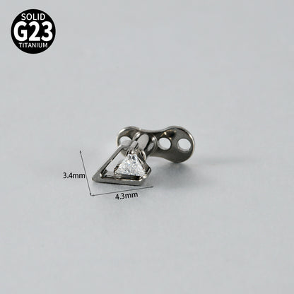 ASTM F136 Titanium Triangle Frame CZ Microdermal Anchor – Elegant Skin Implant Jewelry