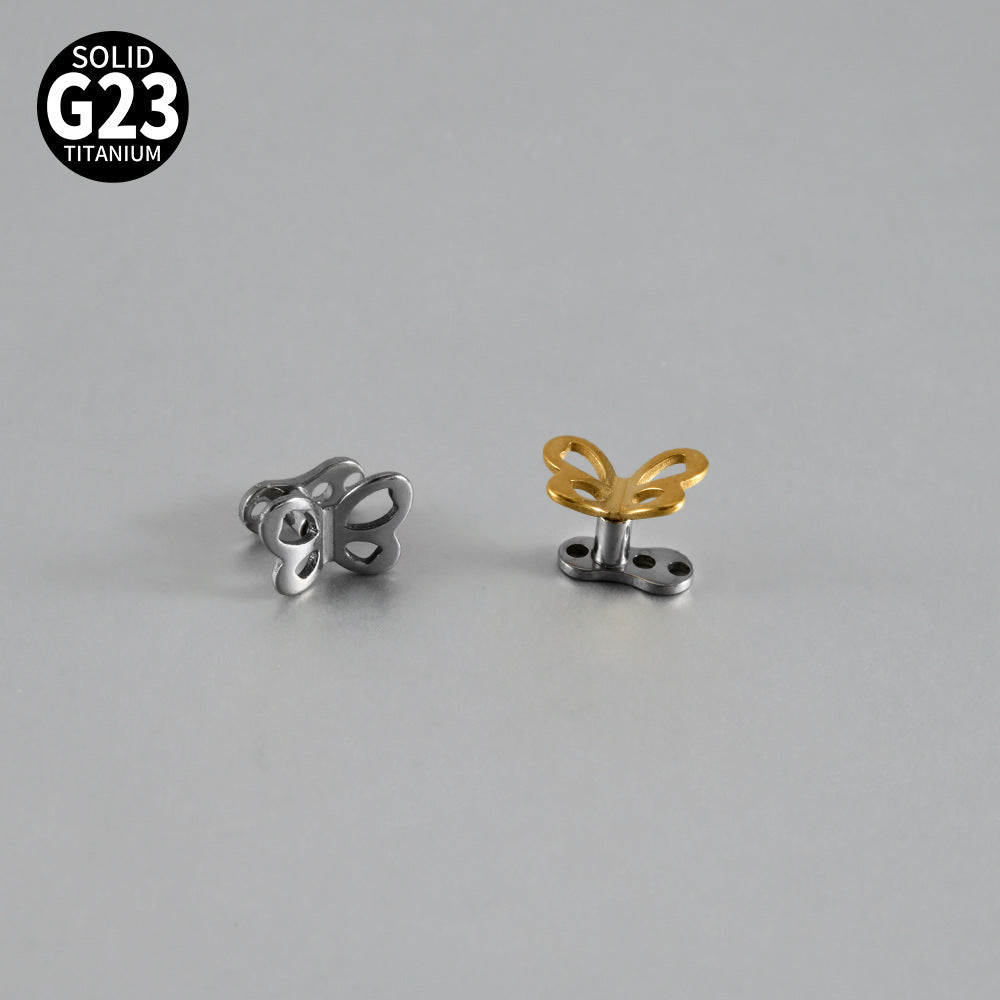 ASTM F136 Titanium Hollow Butterfly Dermal Anchor – Internally Threaded Surface Piercing Jewelry