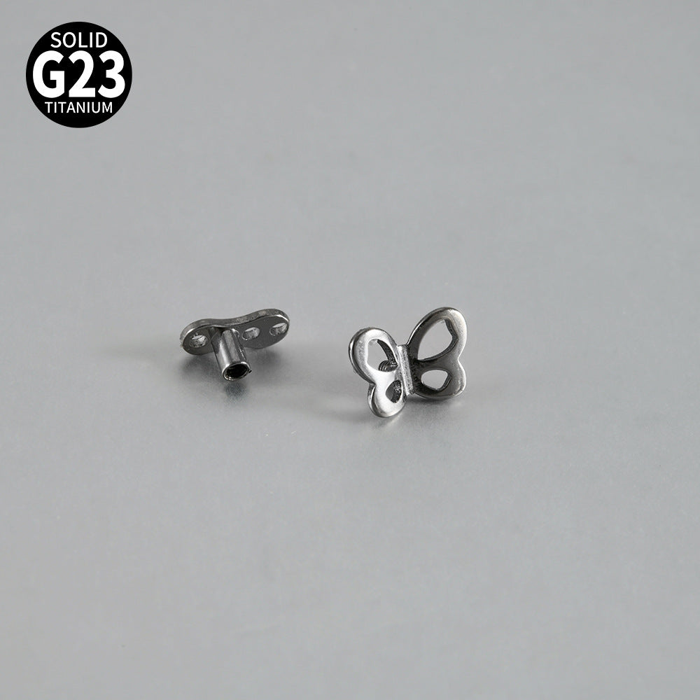 ASTM F136 Titanium Hollow Butterfly Dermal Anchor – Internally Threaded Surface Piercing Jewelry