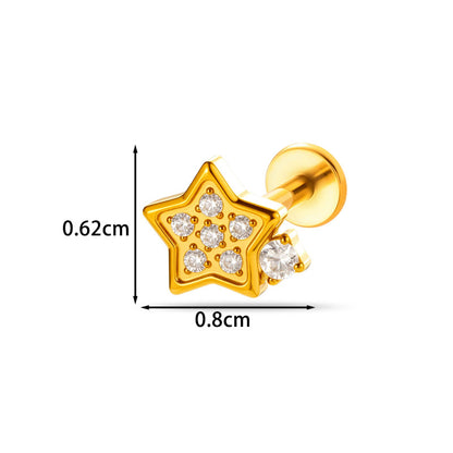 Implant Grade ASTM F136 Titanium Classic CZ Flat Back Labret Stud | Internal Thread Ear & Lip Piercing Jewelry