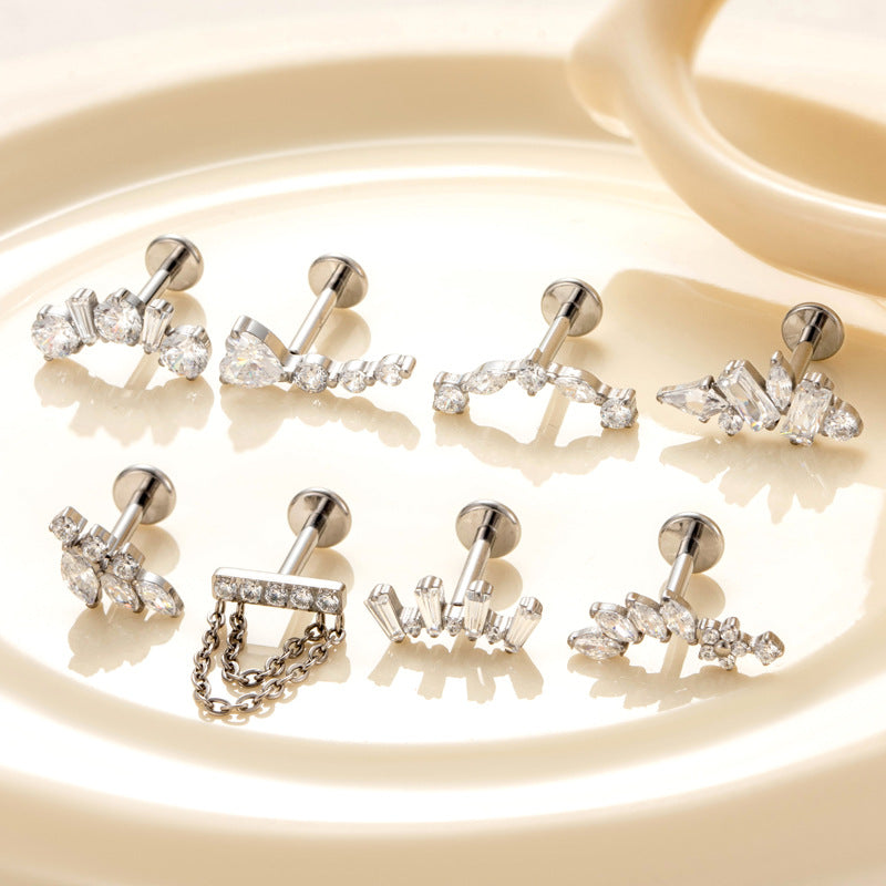 G23/F136 Titanium Zircon Luxury Ear Cartilage & Lip Piercing Jewelry