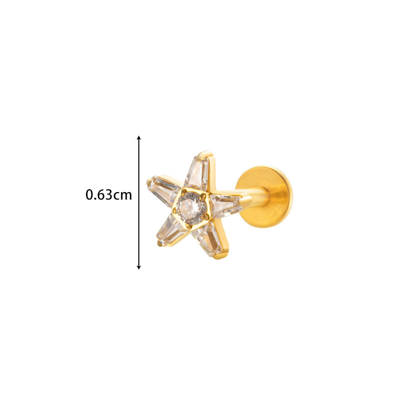 Implant Grade ASTM F136 Titanium Micro CZ Flat Back Stud | Internal Thread Cartilage & Lip Piercing Jewelry