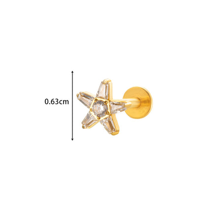 Implant Grade ASTM F136 Titanium Micro CZ Flat Back Stud | Internal Thread Cartilage & Lip Piercing Jewelry