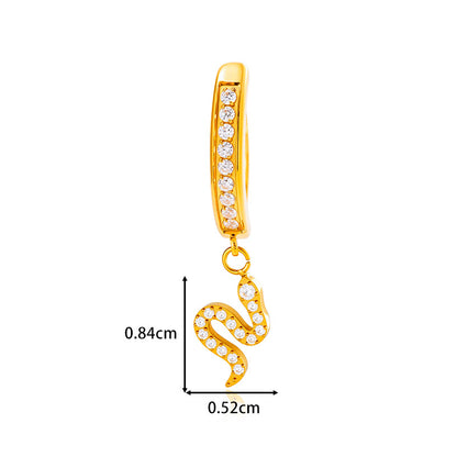 G23/F136 Titanium Snake Belly Button Ring – Zircon Dangle Navel Piercing Jewelry | Hypoallergenic Titanium Navel Barbell in Gold & Silver