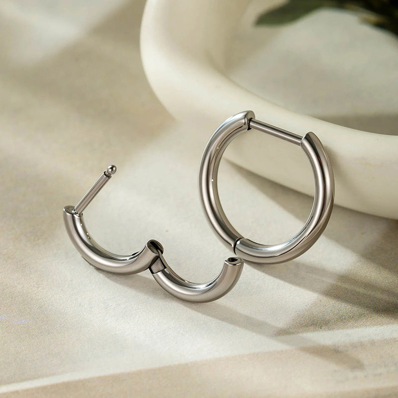 G23 Titanium 8-12mm Semi-Circular Threaded Stud Earrings – Trendy and Versatile Piercing Jewelry for  Cartilage Piercings