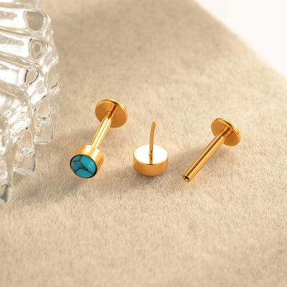 Titanium Zircon Flat Back Push Pin Piercing Stud – Hypoallergenic Cartilage & Lobe Earring