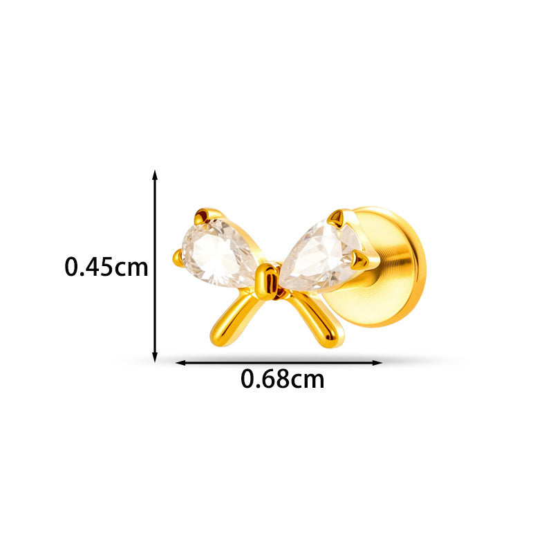 Implant Grade G23 Titanium Cartilage Stud Geometric CZ | Internal Thread 16G Helix Tragus Flat Back Earring