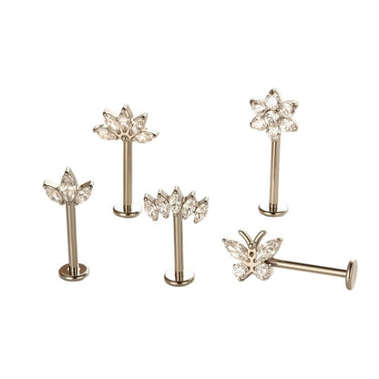 G23 Titanium Flower Lip Piercing & Cartilage Piercing Jewelry – High-End Design with Zircon | Wanti Jewelry