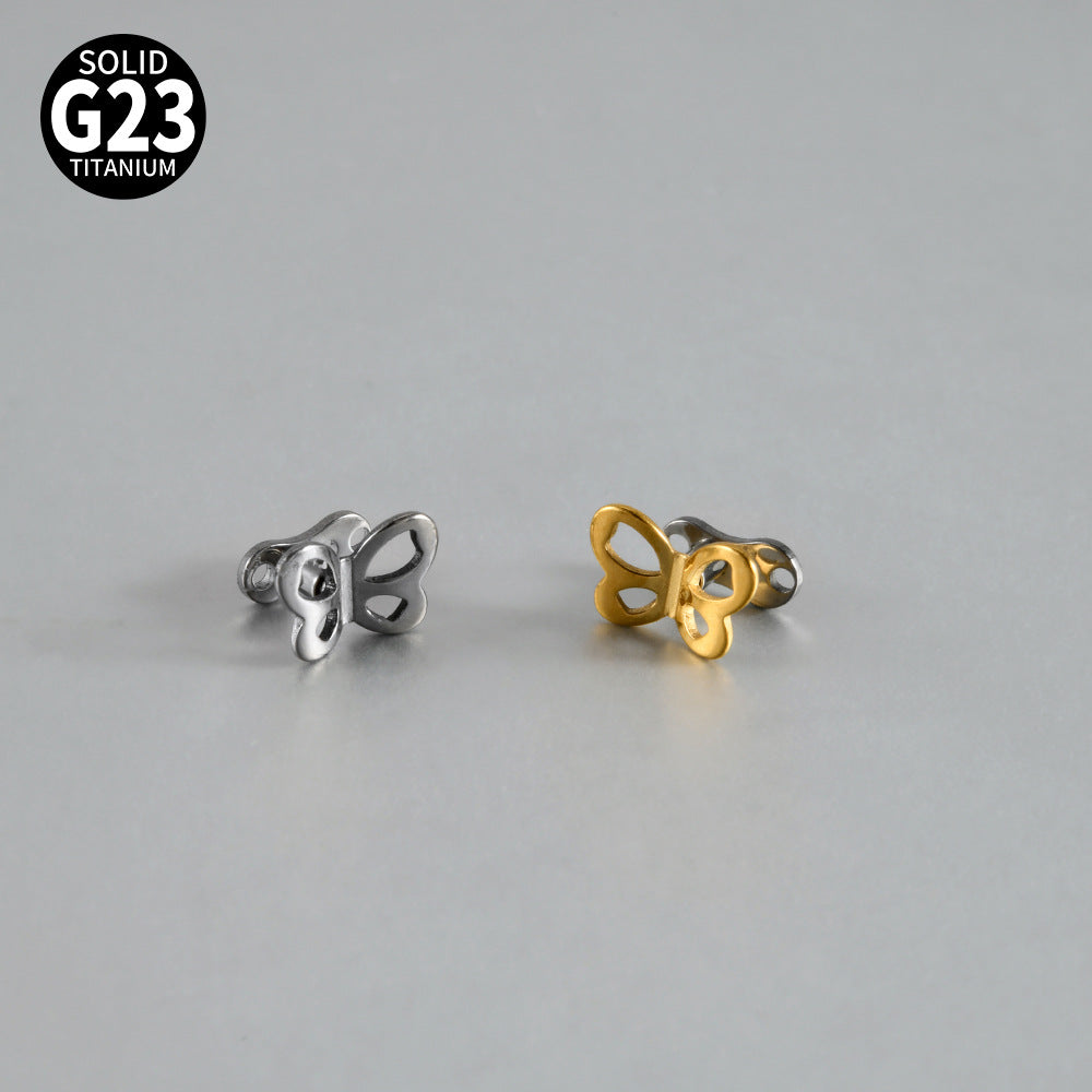 ASTM F136 Titanium Hollow Butterfly Dermal Anchor – Internally Threaded Surface Piercing Jewelry