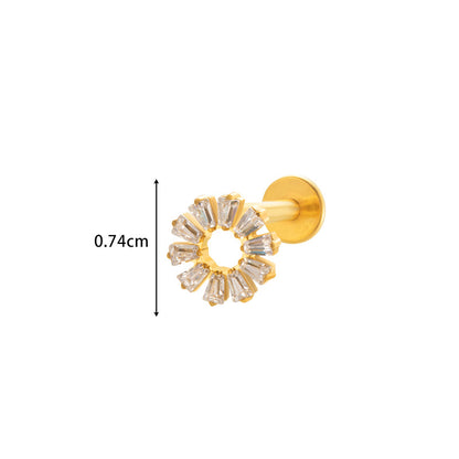 Implant Grade ASTM F136 Titanium Micro CZ Flat Back Stud | Internal Thread Cartilage & Lip Piercing Jewelry