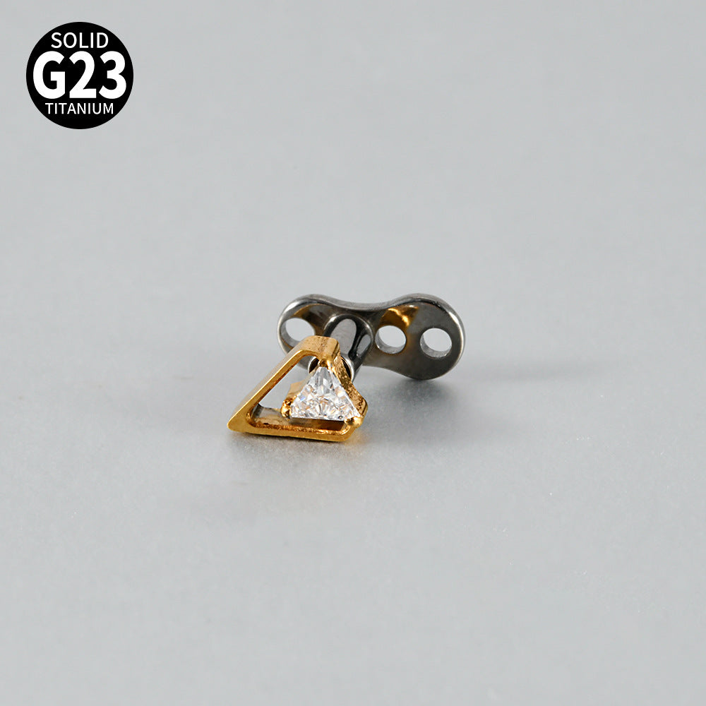 ASTM F136 Titanium Triangle Frame CZ Microdermal Anchor – Elegant Skin Implant Jewelry