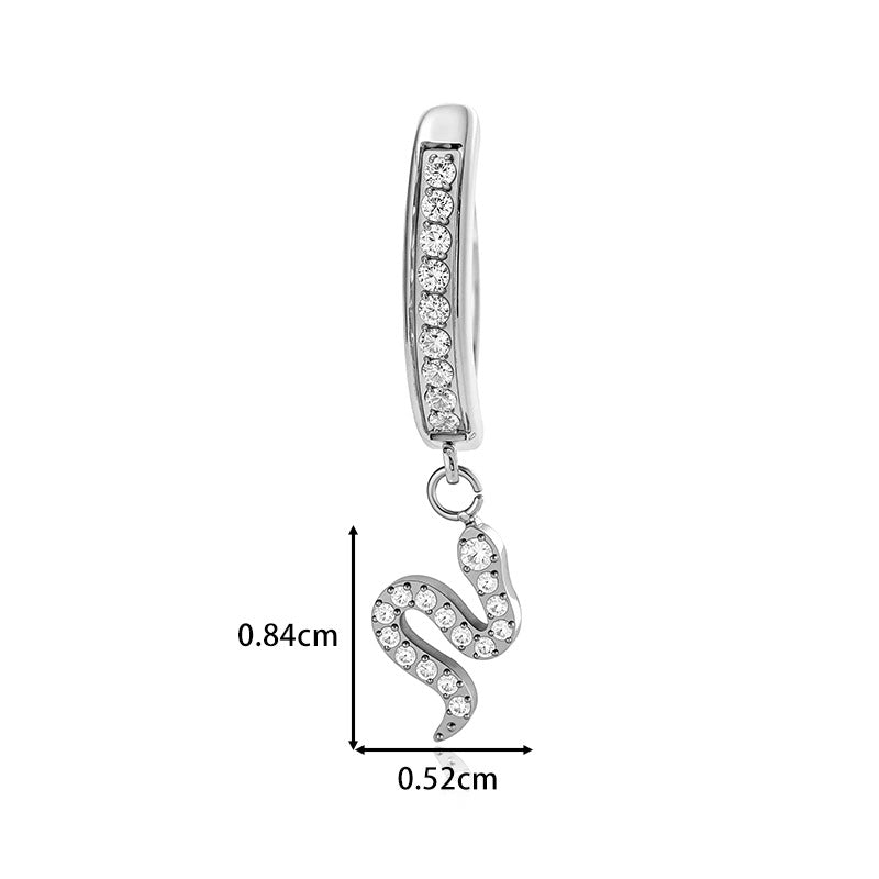 G23/F136 Titanium Snake Belly Button Ring – Zircon Dangle Navel Piercing Jewelry | Hypoallergenic Titanium Navel Barbell in Gold & Silver