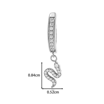 G23/F136 Titanium Snake Belly Button Ring – Zircon Dangle Navel Piercing Jewelry | Hypoallergenic Titanium Navel Barbell in Gold & Silver
