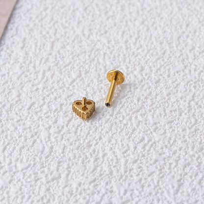 Titanium Curved Helix Barbell with Zircon – Hypoallergenic Piercing Jewelry