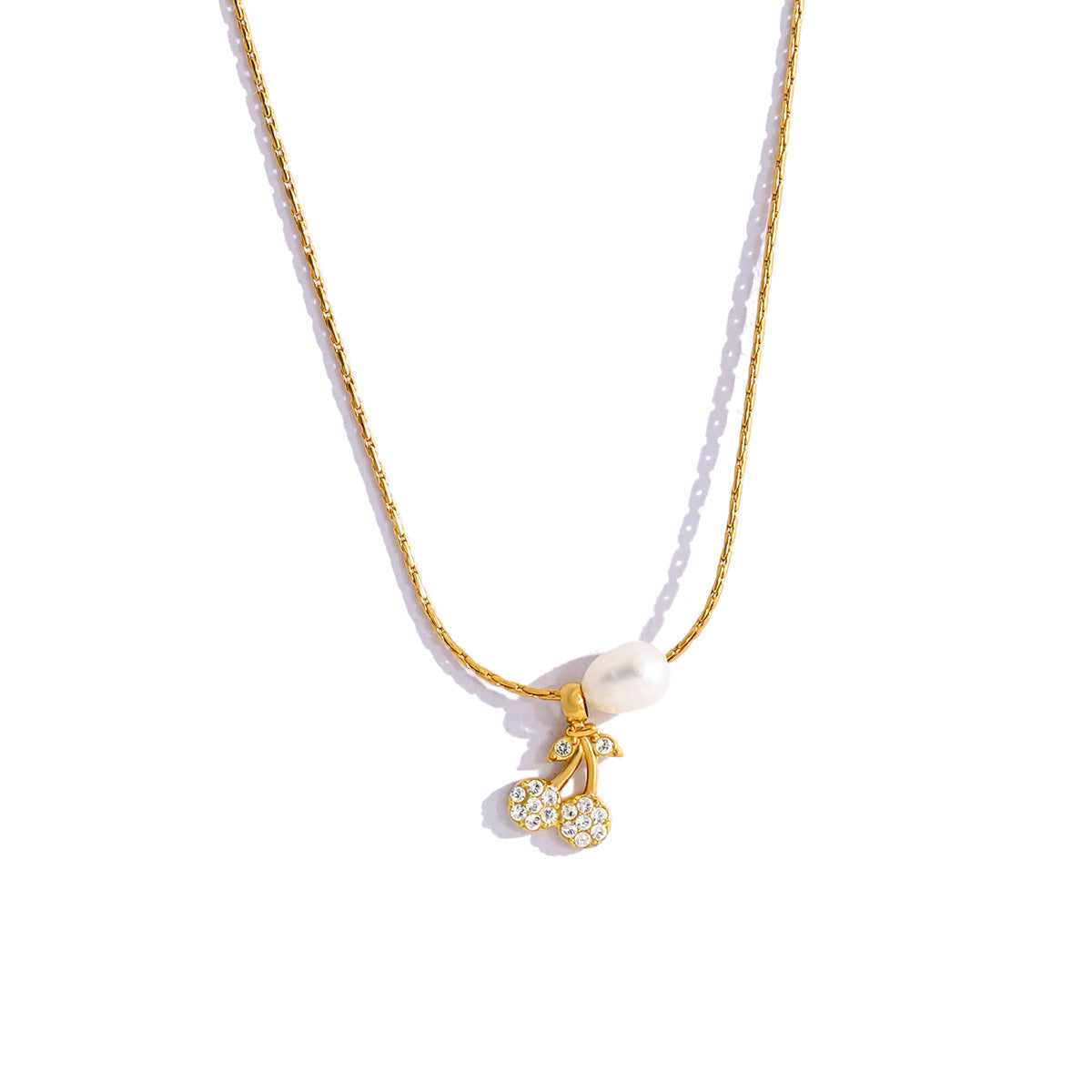New Pearl Cherry Pendant Necklace & Bracelet Set – Sweet Fashion Jewelry Gift