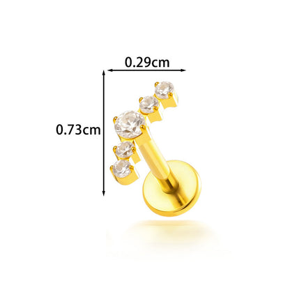 Implant Grade G23 Titanium Labret Stud – Snake Leaf CZ Flat Back Ear & Lip Piercing ASTM F136 Jewelry